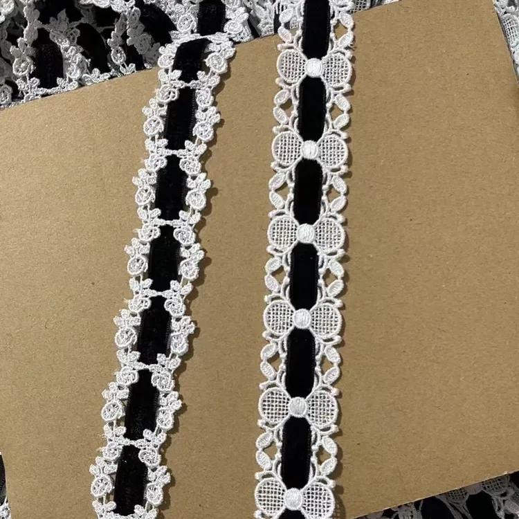 初雨纺织绣花小边黑色抽带窗帘花边侧边装饰边装饰条窗帘装饰