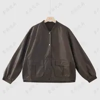 【素颜】新款重磅百搭环保皮保暖宽松圆领皮衣外套