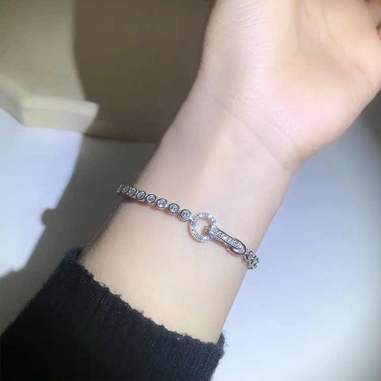 恒色 925银莫桑石手链 女泡泡ins手饰时尚轻奢手环环环相扣手链