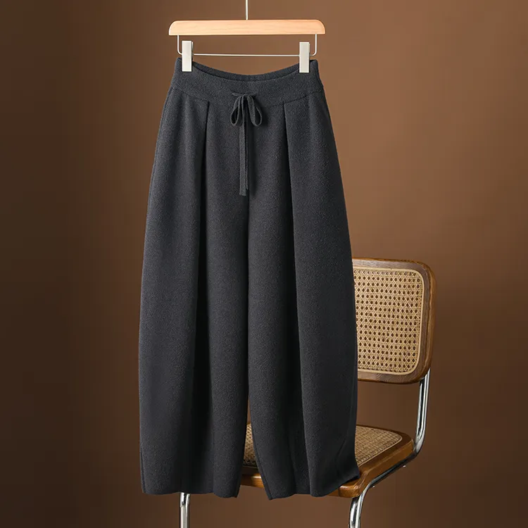 双面绒香蕉裤女秋冬宽松阔腿气球裤外穿高腰加厚哈伦裤九分弯刀裤