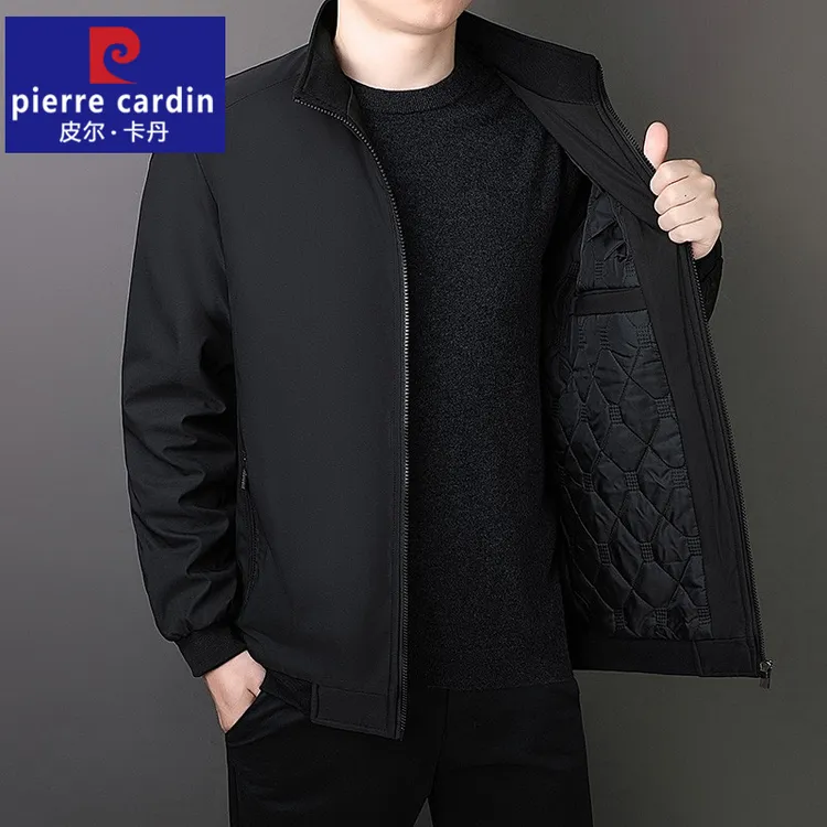皮尔卡丹中老年夹克男秋冬季保暖加厚中年休闲加大码爸爸加棉外套