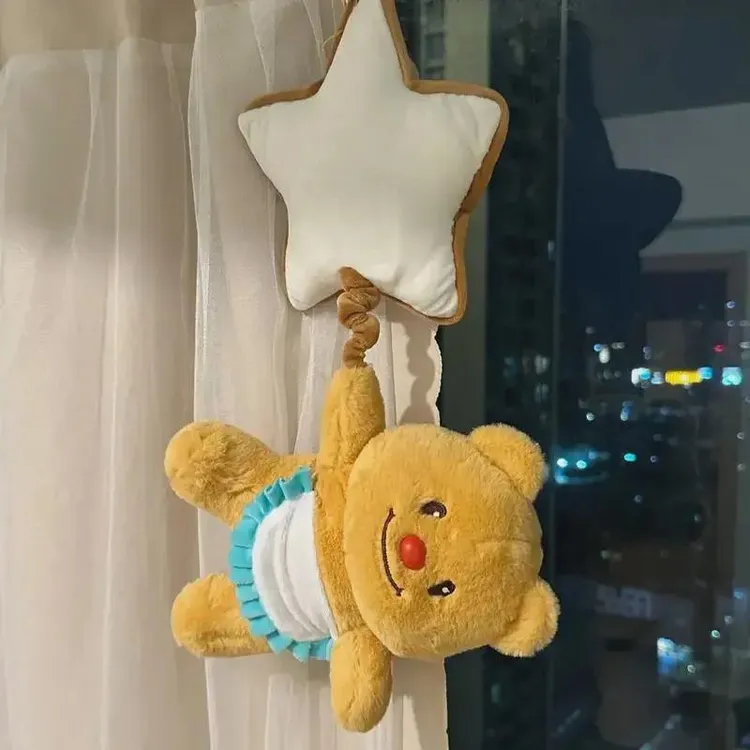 【安抚小熊】黄油小熊安抚星星挂在床头挂饰八音盒玩偶毛绒娃娃新