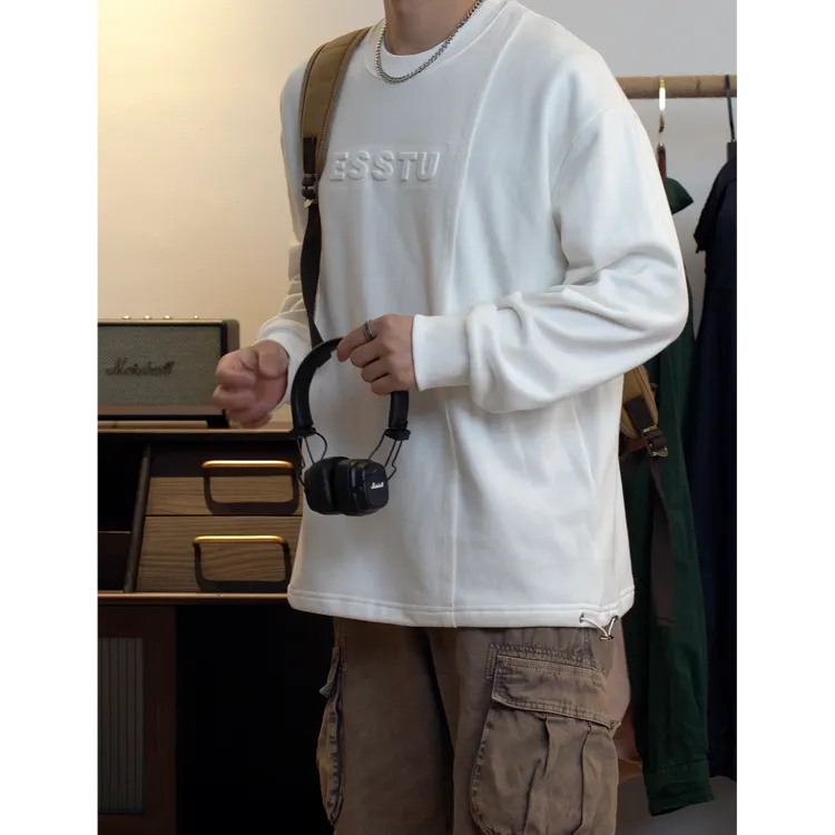 Pai重磅水洗美式立体印花卫衣 超宽松套头长袖百搭