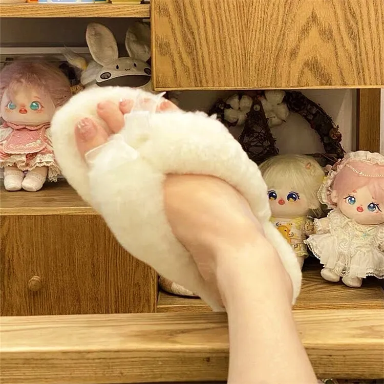 LBCUGG桑坡皮毛一体拖鞋毛毛拖网红情侣居家人字款舒适春秋冬毛茸