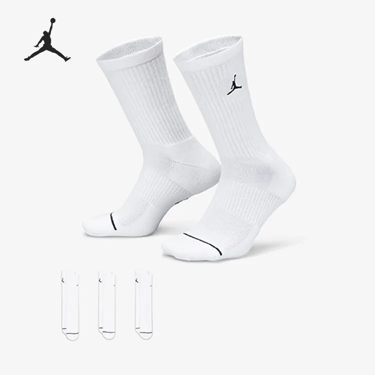 Nike/耐克正品JORDAN男女款透气中筒运动袜三双装DX9632-100
