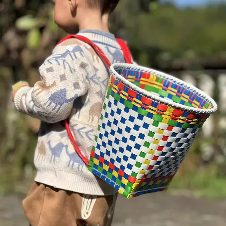 【儿童背篼】纯手工编织塑料舞蹈摄影道具幼儿园游戏小背篓背篼背筐