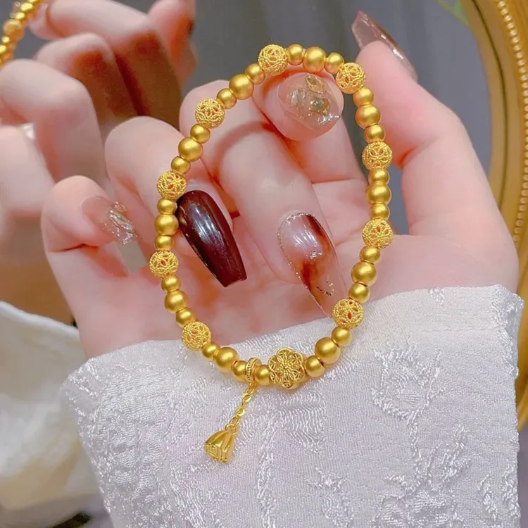 铜合金手链 新中式手链女新款满圈珠珠手串轻奢小众百搭手饰气质