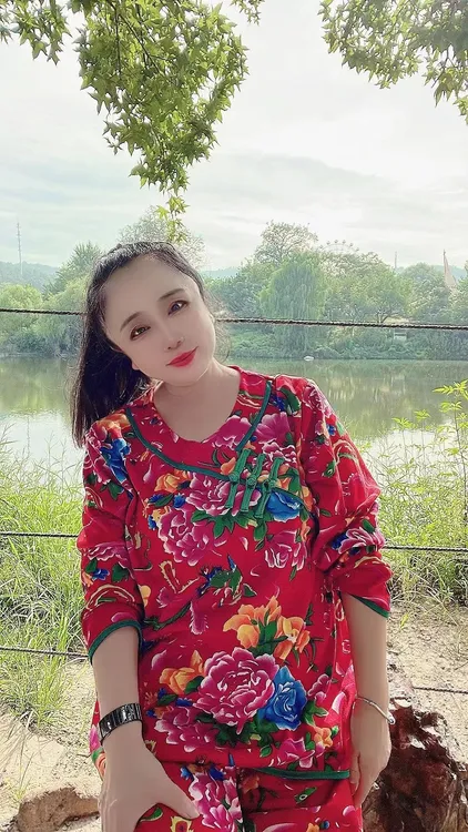 东北大花家居服套装国潮风休闲印花盘扣八分袖九分裤可居家可外穿