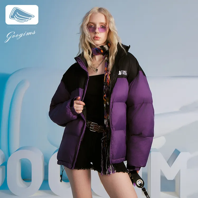 韩国Googims韩版棉衣撞色情侣时尚外套冬季高蓬松外套拼接棉服