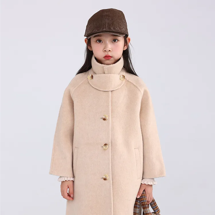 【100%羊毛】反季清仓独特设计领泮款小女孩外套双面羊毛大衣外套