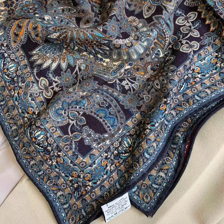 温宁 [凤麟花] 65丝羊毛双面异色桑蚕丝绵羊毛保暖围巾丝巾气质