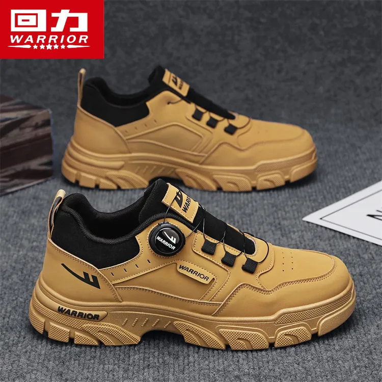 回力男鞋春季2025新款工作运动休闲板鞋旋钮工装劳保耐磨防水防滑