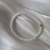 钛钢仿珍珠手链 不掉色法式冷淡风4mm珠珠手链百搭白色手串C114