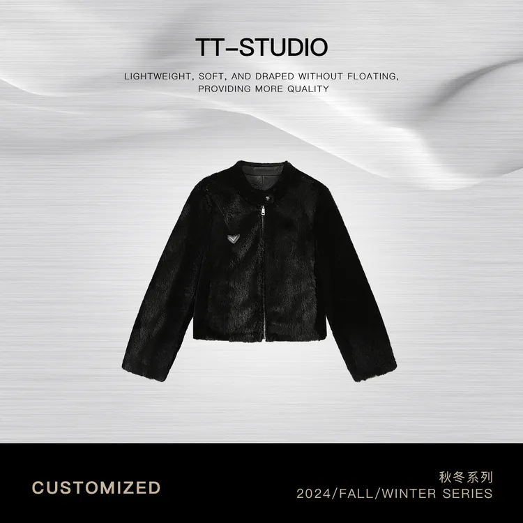 TT「气场王」丹麦进口天鹅绒水貂皮毛一体轻奢皮草外套TT-MYZY9129