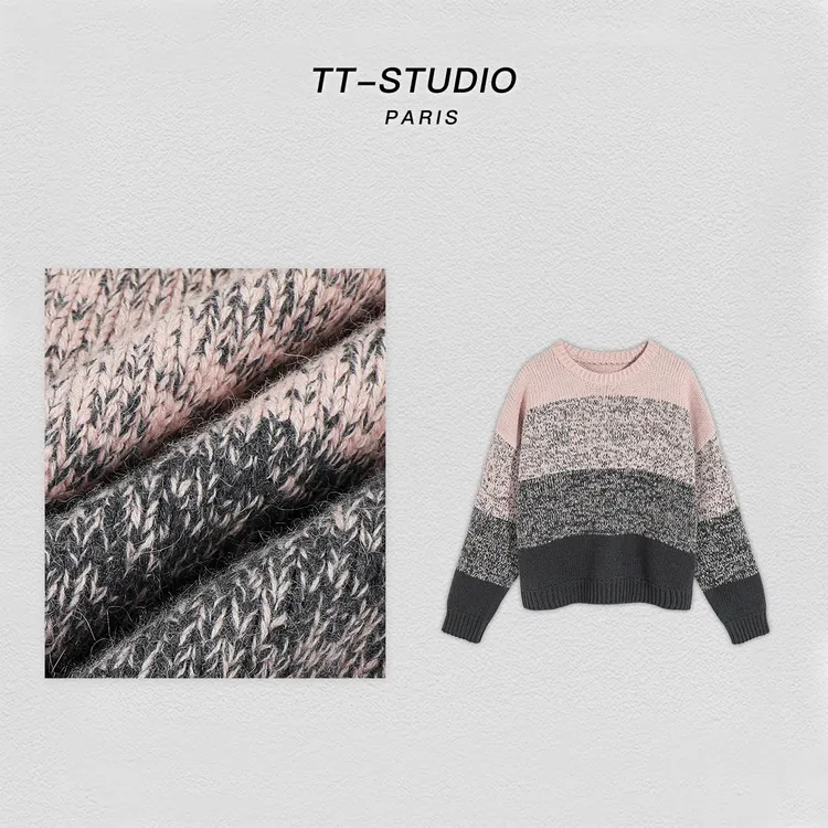 MCOMINILIVES【渐变粉】亲肤柔软细腻纱线针织毛衣AH60807