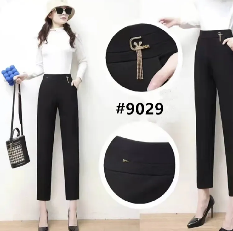 9029#高品质时尚气质小黑裤西裤休闲裤女士