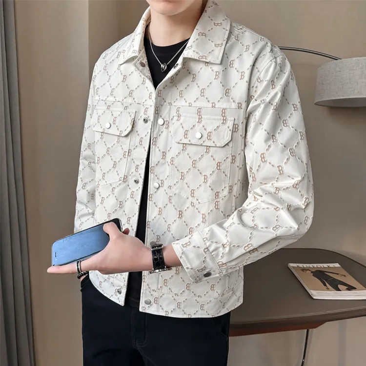 外套男春秋季2024新款翻领休闲百搭潮牌高级感上衣服褂子薄夹克男