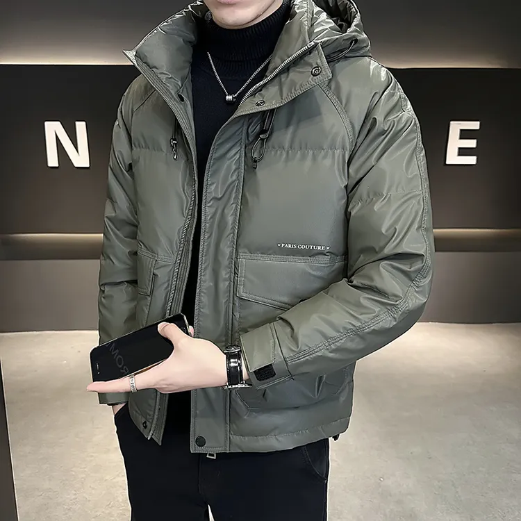 连帽羽绒服男冬季新款潮牌工装潮流帅气痞帅加厚白鸭绒外套难冬季