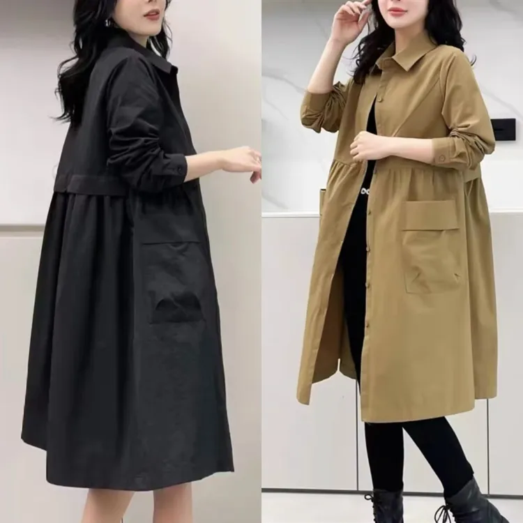 【衣雅严选】3410-493 春季新款水洗斜纹棉高端女士气质风衣外套