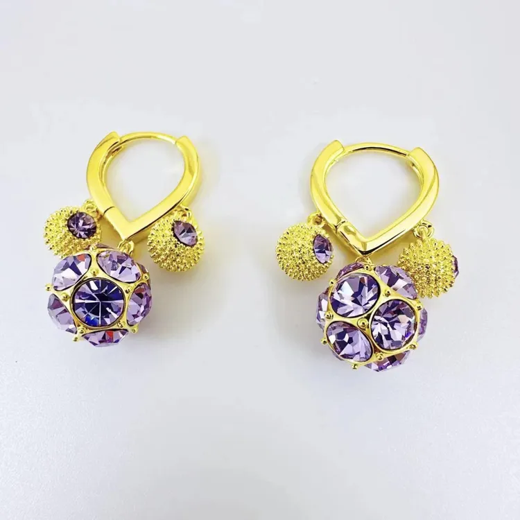 铜合金耳饰 新款气质轻奢【紫榴莲】时尚小众设计耳扣032简约百搭