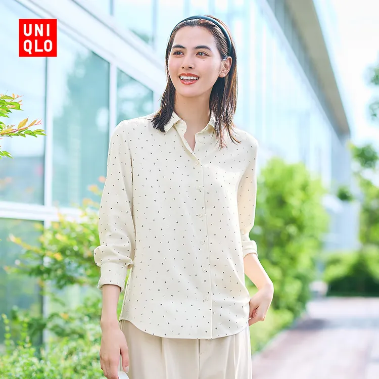 优衣库女装花式衬衫长袖衬衣空调衫易打理通勤商务469418