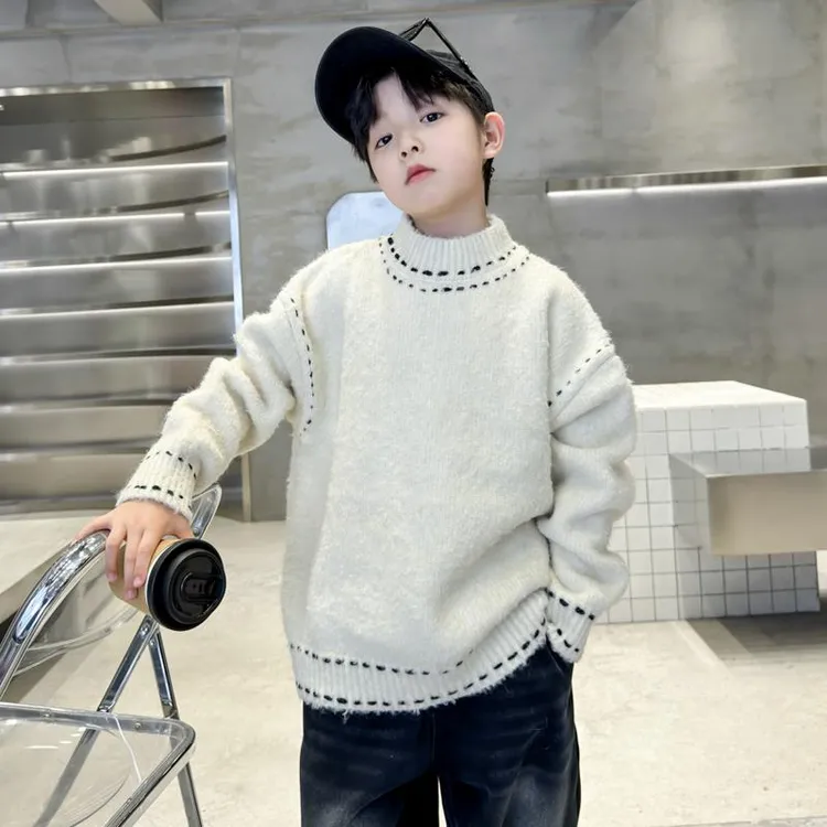 儿童装男童冬装加厚毛衣2025新款中大童秋冬款男孩针织打底衫
