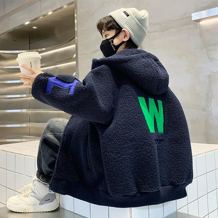 男童加绒外套秋冬季2025新款儿童加厚毛毛衣大男孩韩版冬款潮