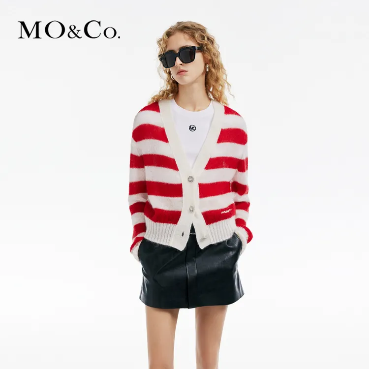 【流光风】MOCO精致钻扣软糯短款针织开衫MBD1CAR018