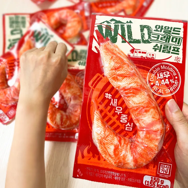韩国进口客唻美巨无霸鲜虾鳕鱼棒150g鲜虾夹心高蛋白零食冷藏