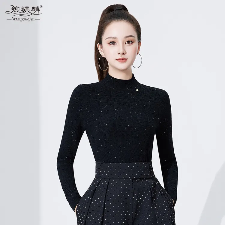 跳舞上衣女新款秋冬加厚舞蹈服高领国标舞拉丁舞练功服摩登舞长袖