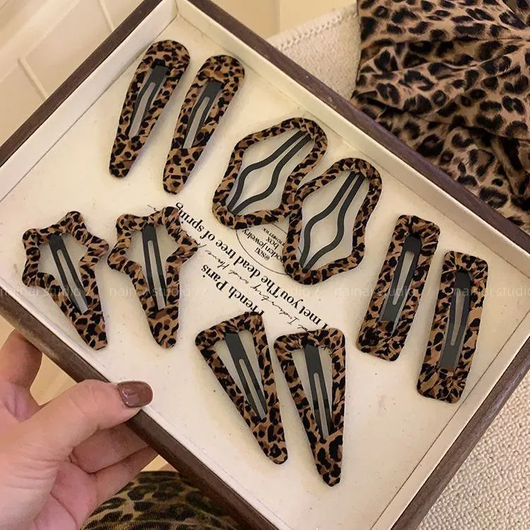 2只装!豹纹BB夹~y2k千禧辣妹2024早秋新款侧边夹刘海夹发饰头饰
