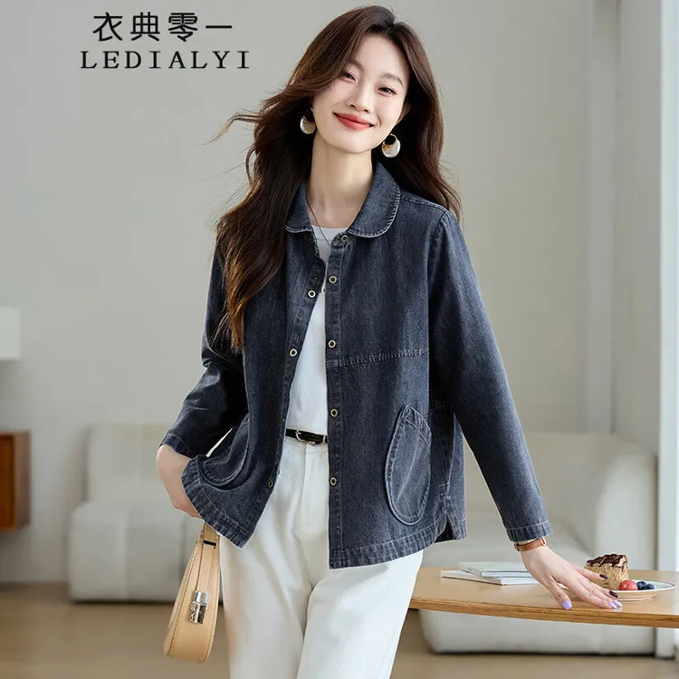 牛仔外套女短款2025春秋季新款时尚宽松减龄中年妈妈复古休闲上衣