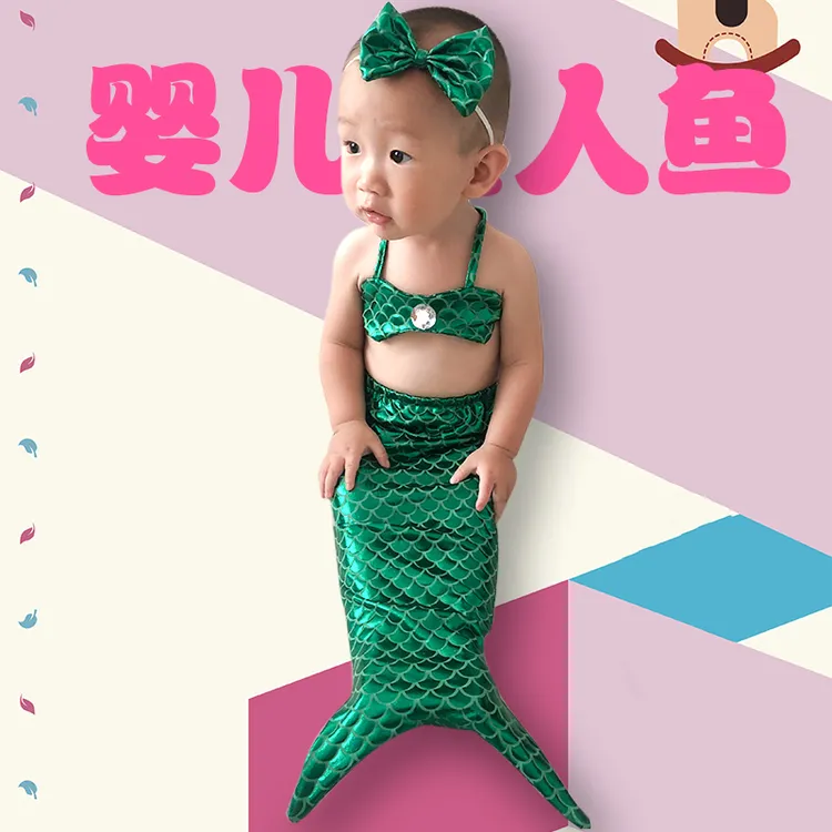 美人鱼新生儿摄影服装影楼美人鱼宝宝欧美造型道具婴儿满月百天拍