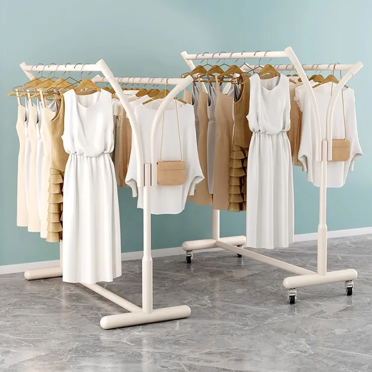服装店展示架女装双排双杆多层专用服装架衣帽架中岛挂衣架