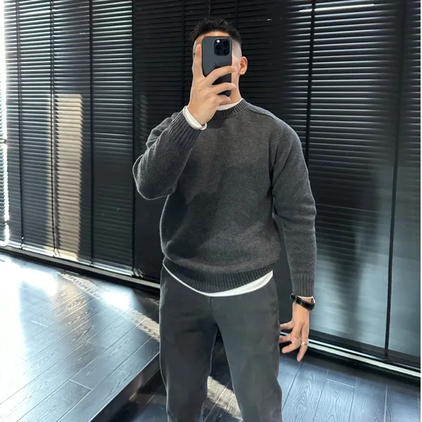 秋冬男士毛衣马鞍肩加厚针织衫男生纯色百搭长袖保暖时尚外穿毛衣