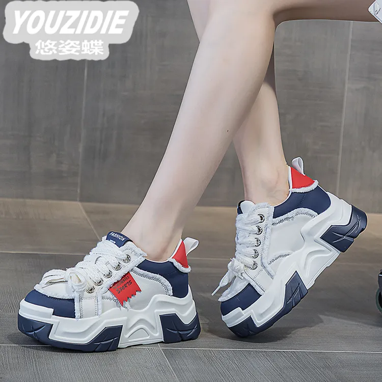YOUZIDIE百搭老爹鞋女2025时尚新款白鞋潮厚底松糕小个子网红爆款