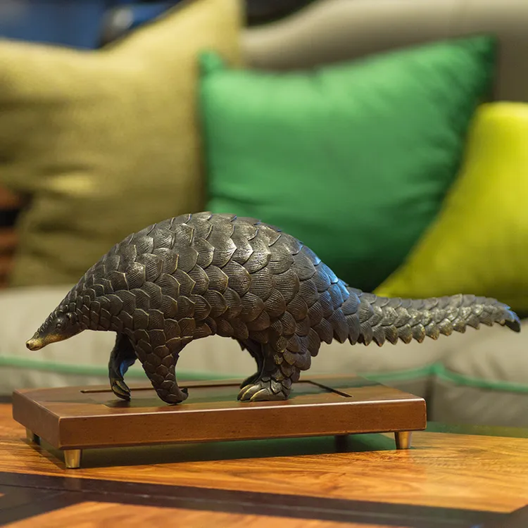 观铜 富甲天下摆件仿真穿山甲动物模型雕塑饰品玄关客厅铜工艺品