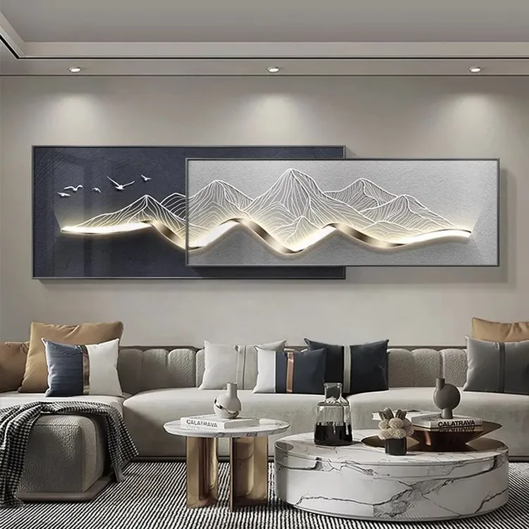 装饰画客厅背有高级感靠山油画床头山水墙壁画沙发办公室背景挂画