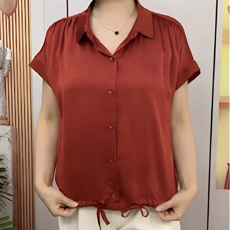 高贵洋气提花时尚休闲妈妈衫夏季新款宽松遮肉气质显瘦大码衬衫女