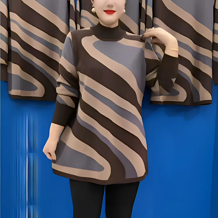 2025冬季新款高档时尚加厚外穿毛衣时尚简约高级宽松中长款妈妈装