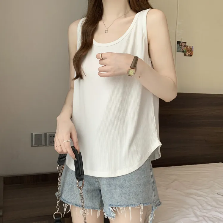 80-200斤大码女显瘦遮肚甜辣弧形下摆吊带背心女内搭打底无袖外穿