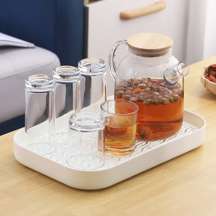 杯子双层沥水盘家用水杯置物架水杯茶杯架加厚托盘客厅杯架置物架