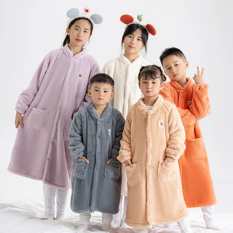 1-16岁儿童睡袋护肚子神器防踢保暖免着凉中大童加厚绒分腿睡袍棉