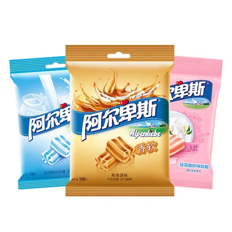 阿尔卑斯香软醇厚酸奶焦香源桂花味软糖138g袋装休闲零食儿童糖果