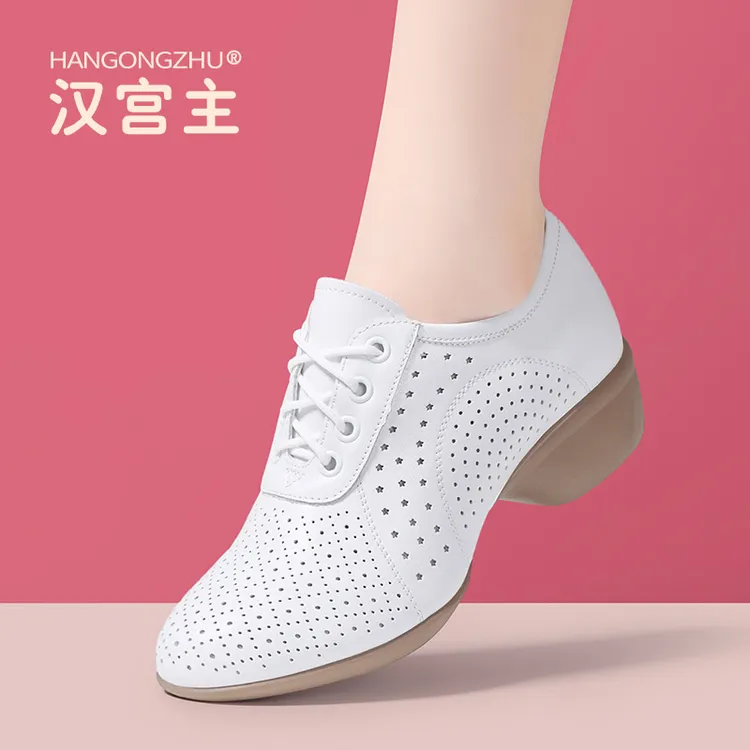 透气真皮软底中老年妈妈鞋广场舞鞋低跟鞋子女鞋交谊舞鞋水兵舞鞋
