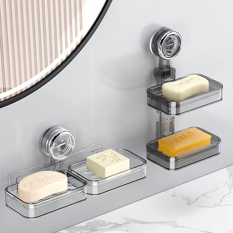吸盘香皂置物架肥皂盒多功能家用大号卫生间浴室壁挂式沥水免打孔