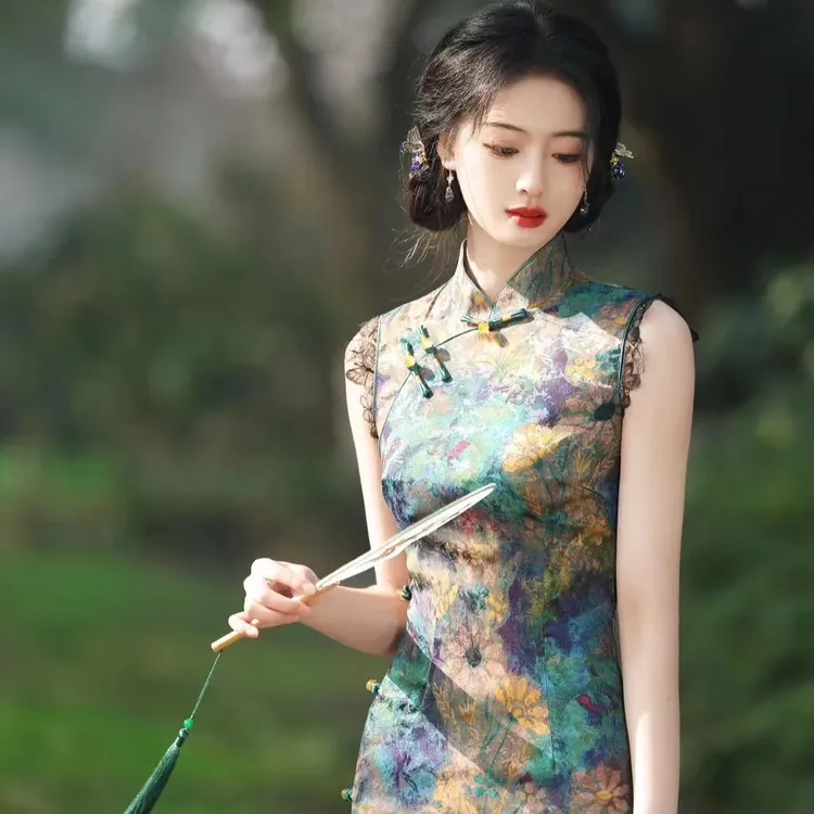 C【翠】年轻款民国风花锣旗袍新中式2024春夏新款日常可穿