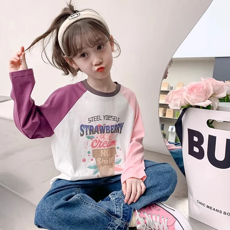 女童长袖T恤2025新款春秋款洋气春装中大童装上衣春季女孩打底衫