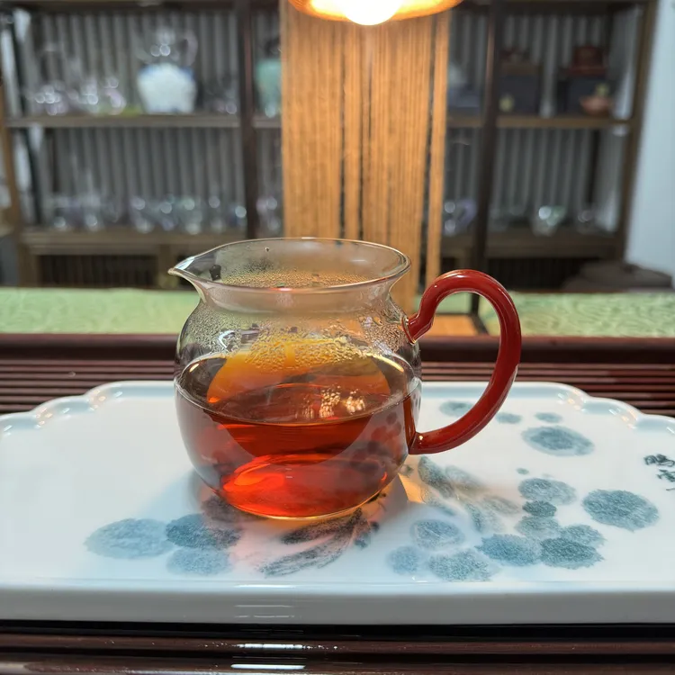 200毫升朱红小圆满公道杯晶彩系列分茶器高硼硅玻璃超透高透茶海