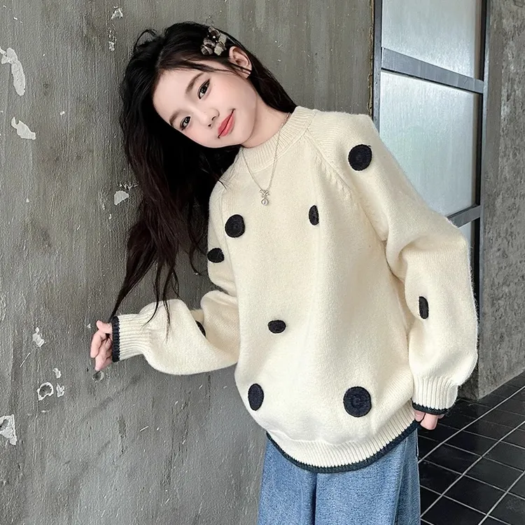 女大童毛衣2025新款儿童冬装洋气童装初中生女童针织衫线衣秋冬季